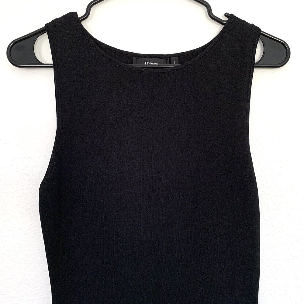 Theory Dress Torylevina Black Sleeveless Ruffle Hem Knit - Picture 7 of 13
